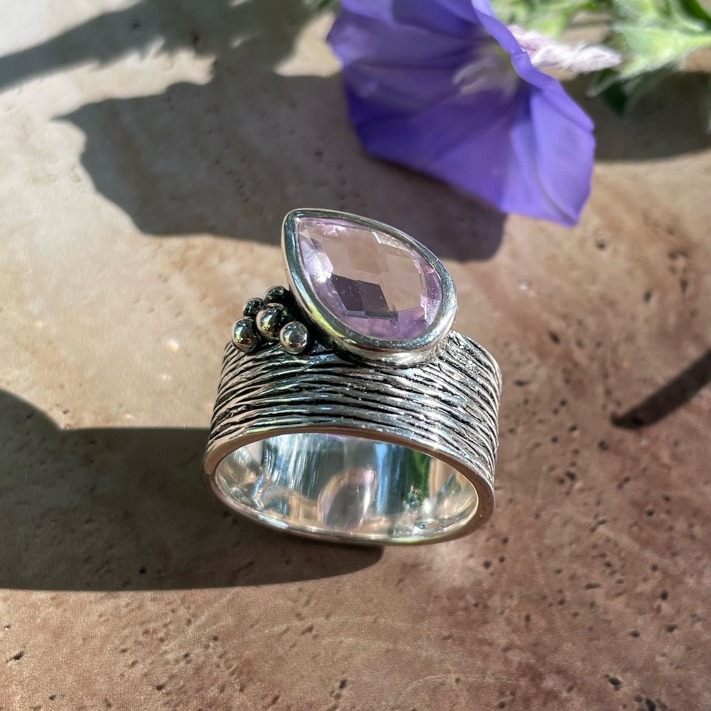 925 Sterling Silver Amethyst ring, stunning ring in pure silver size US 7,8,9 - Picture 7 of 8